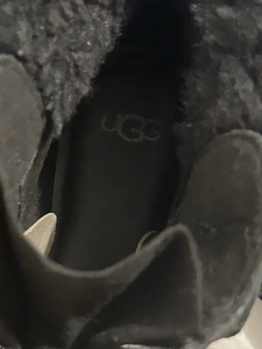 UGG Black Leather Shearling-Trim Lug Sole Ankle Boots